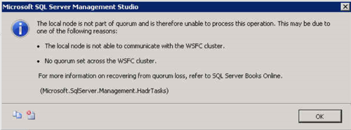 Error message reading that the local node cannot communicate