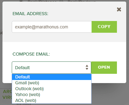 email modal dropdown