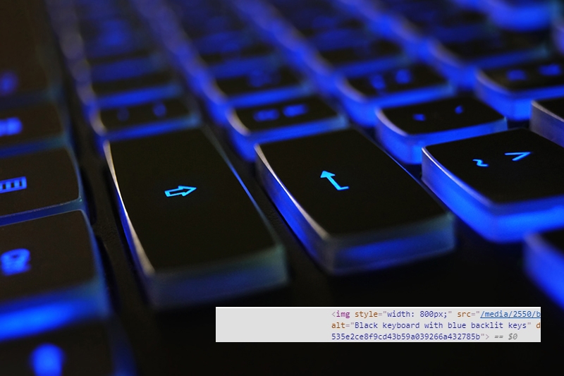 Black keyboard with blue backlit keys