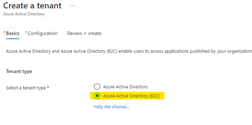 Select Azure Active Directory (B2C)