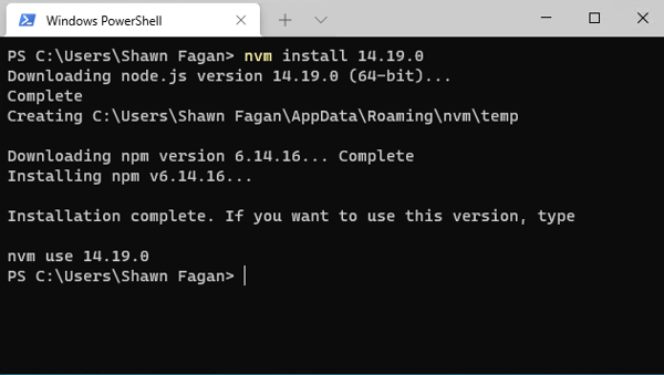 Run nvm install 14.19.0