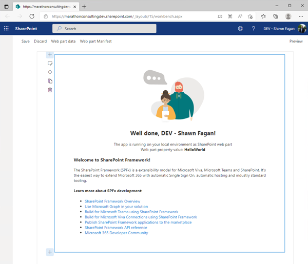 The loaded SharePoint Framework web part