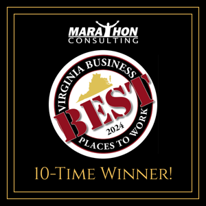 Best Places to Work in Virginia 2024 badge for award winner Marathon Consulting