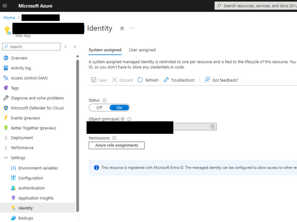 Creating an application identity in Azure